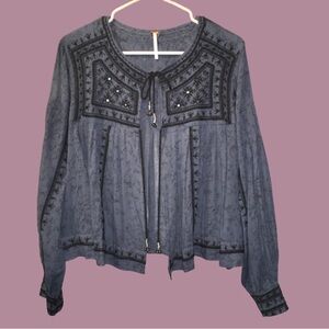 FREE PEOPLE Twilight Boho Mirrored Embroidered Jacket
